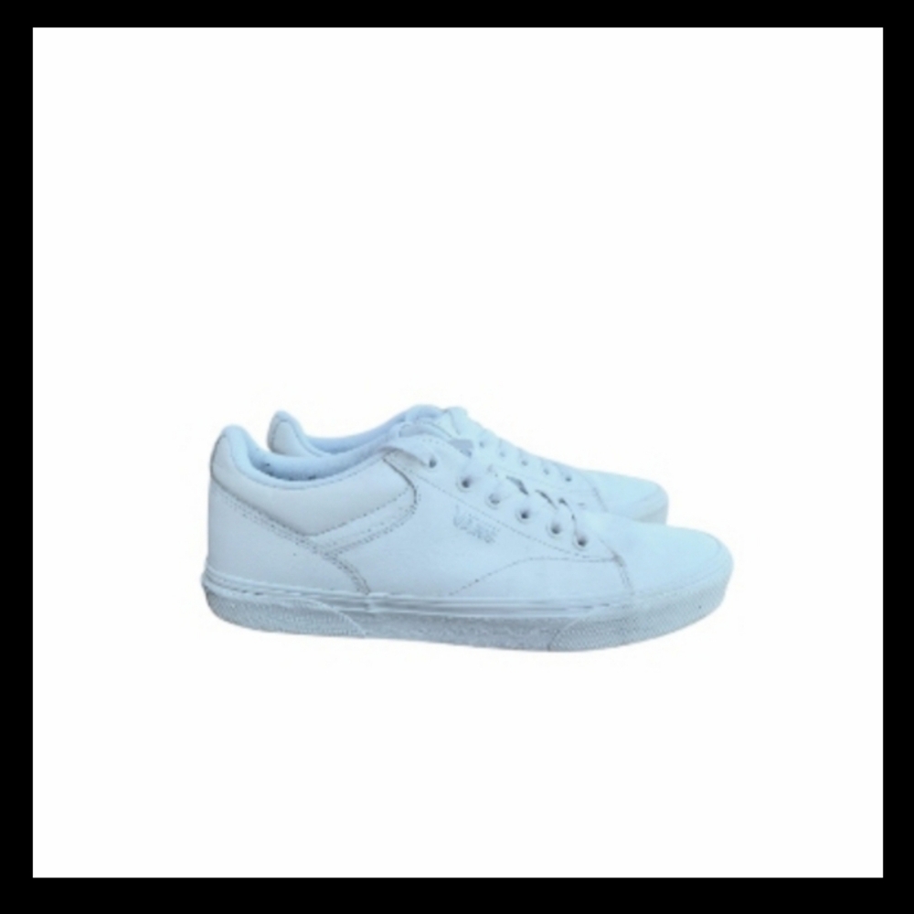 Vans Seldan Classic White Leather Wall Off Skate Tennis Sneaker Shoe Old Men 9.5